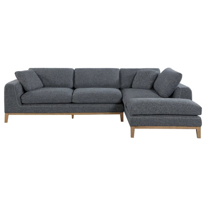 2 Piece L Shaped Modar Sectional Sofa with 2 Pillows, Woven Gray Fabric - image 2