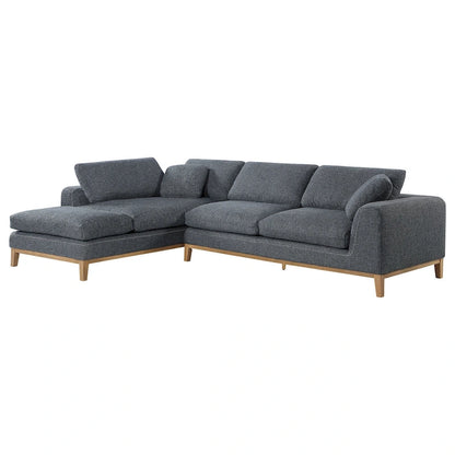 2 Piece L Shaped Modar Sectional Sofa with 2 Pillows, Woven Gray Fabric - image 3
