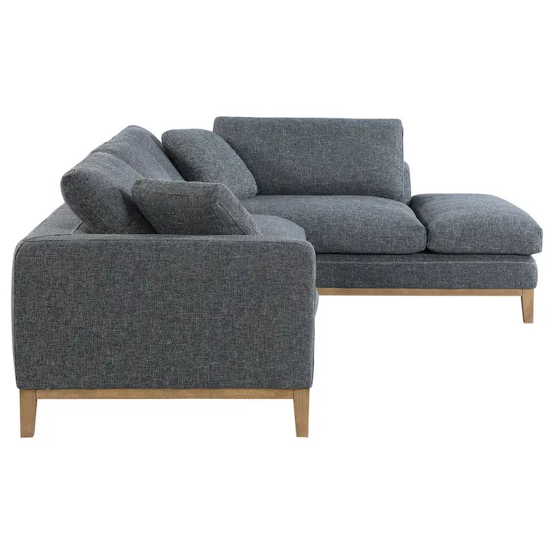 2 Piece L Shaped Modar Sectional Sofa with 2 Pillows, Woven Gray Fabric - image 4