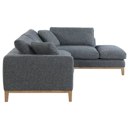 2 Piece L Shaped Modar Sectional Sofa with 2 Pillows, Woven Gray Fabric - image 4