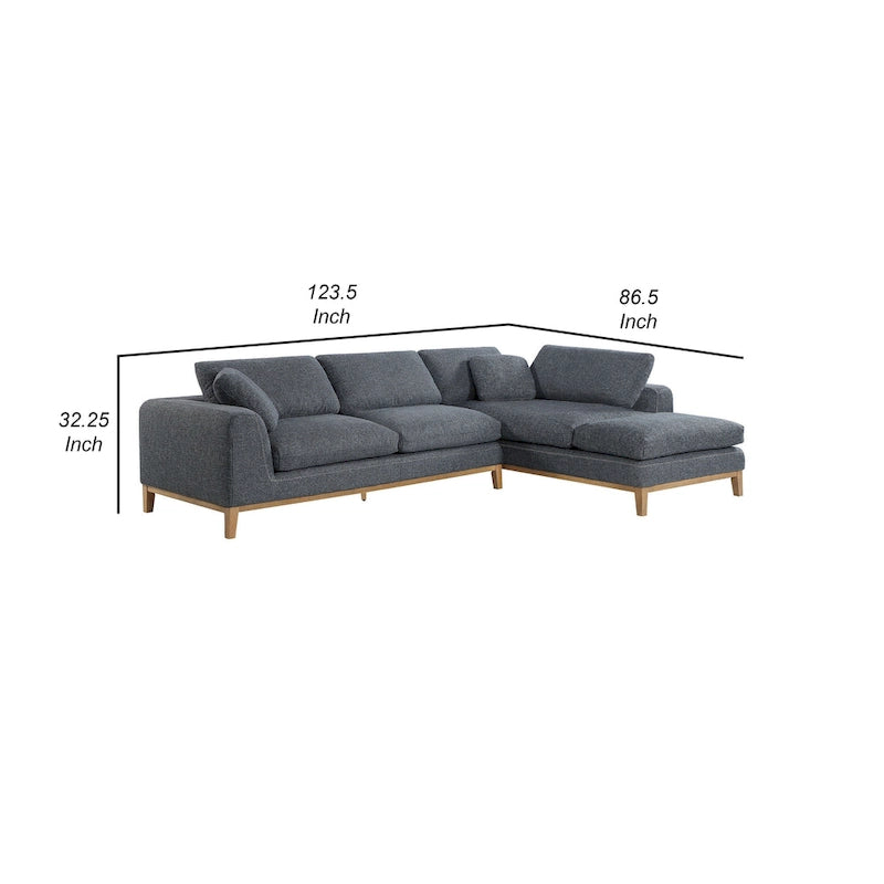 2 Piece L Shaped Modar Sectional Sofa with 2 Pillows, Woven Gray Fabric - image 5