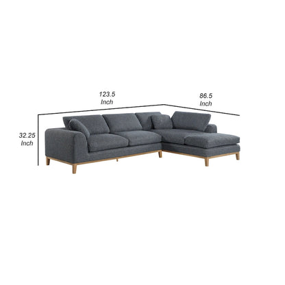 2 Piece L Shaped Modar Sectional Sofa with 2 Pillows, Woven Gray Fabric - image 5