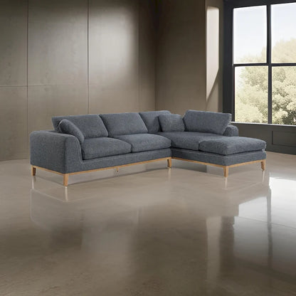 2 Piece L Shaped Modar Sectional Sofa with 2 Pillows, Woven Gray Fabric - image 6