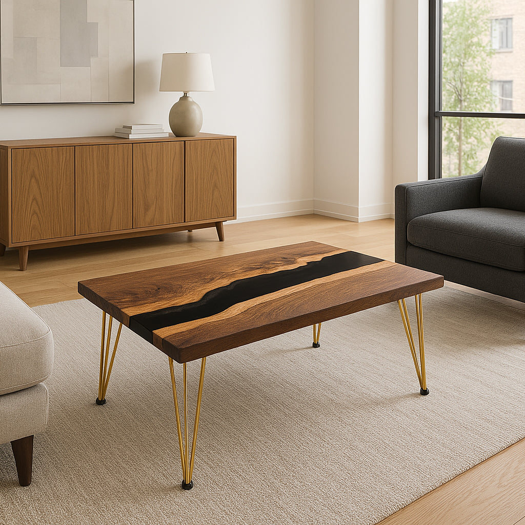 Epoxy Coffee Table with Hairpin Legs