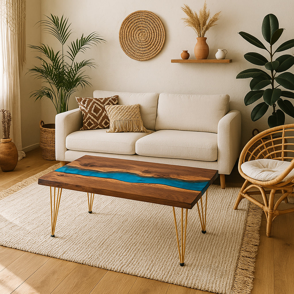 Epoxy Coffee Table with Hairpin Legs