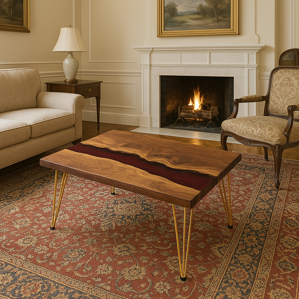 Epoxy Coffee Table with Hairpin Legs