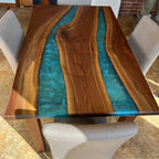 Double River Epoxy Table With Wooden Legs