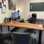 Oak L-Shape Desk with Modern Legs